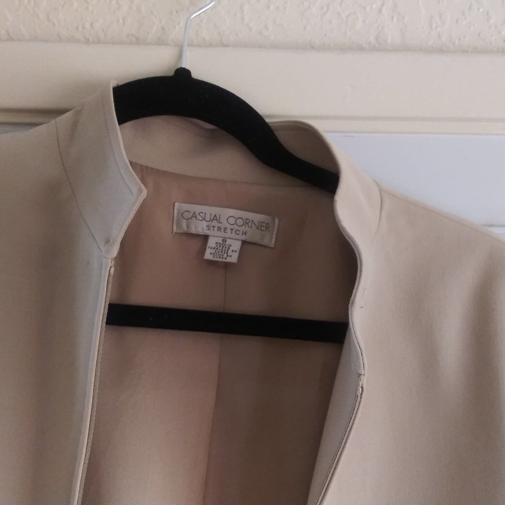 ✅ CASUAL CORNER STRETCH Womens Full Zip Up Beige